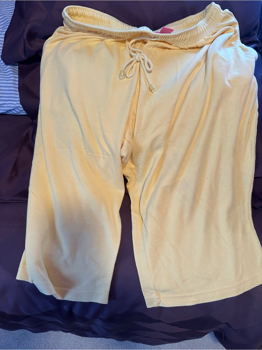 Woman Within Pale Yellow Athletic Drawstring Shorts